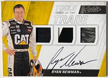 Ryan Newman signed 2017 Panini Absolute Tools of the Trade Triple Race Used Relic NASCAR On Card Auto #TTTS-RN