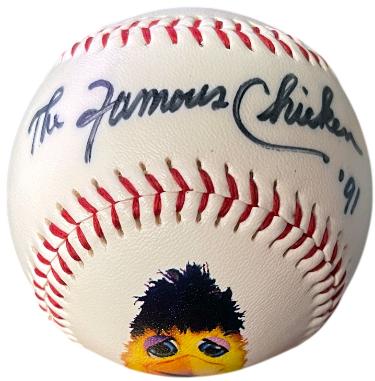 The Famous Chicken signed Photoball w/ The Famous Chicken Logo '91- COA
