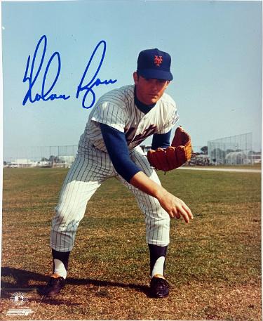 Nolan Ryan signed New York Mets MLB Licensed 8x10 Photo- Nolan Ryan Foundation COA (HOF/7 No-Hitters)