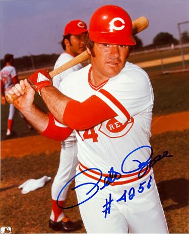 Pete Rose signed Cincinnati Reds MLB Licensed 8x10 Photo #4256- Tuff Stuff LOA (HIT KING)