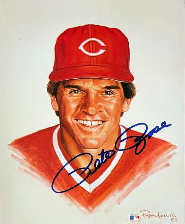 Pete Rose signed Cincinnati Reds MLB Licensed Ron Lewis 89 8x10 Photo- Tuff Stuff LOA
