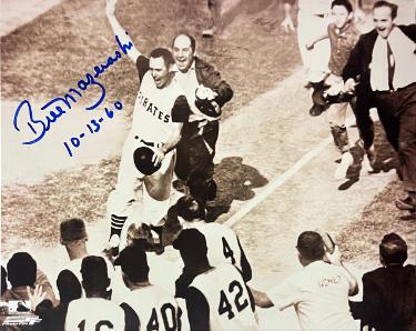 Bill Mazeroski signed Pittsburgh Pirates 1960 World Series 8x10 Photo 10-13-60- imperfect- COA/Show Ticket