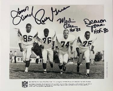 Los Angeles Rams Fearsome Foursome signed NFL Licensed 8x10 Photo 4 sigs- Deacon Jones/Merlin Olsen/Rosey Grier/Lamar Lundy- COA