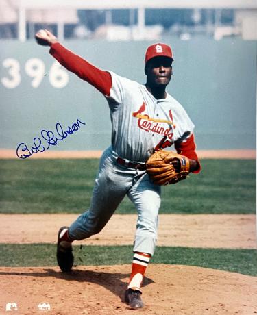Bob Gibson signed St. Louis Cardinals MLB Licensed 8x10 Photo imperfect- Tuff Stuff COA