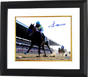 Victor Espinoza signed 16x20 Photo Custom Framing 2015 Belmont Stakes Horse Racing Triple Crown- Steiner Hologram