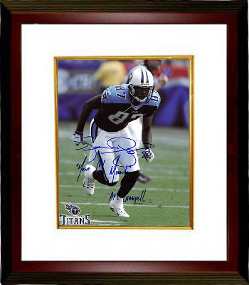 Kevin Dyson signed Tennessee Titans Action 8x10 Photo Custom Framing w/ triple Music City Miracle, 01/08/00 & AFC Champs!!