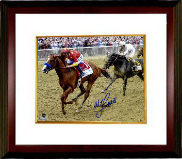 Mike E. Smith signed Justify 2018 Belmont Stakes 16X20 Photo Custom Framing Triple Crown- Steiner Hologram