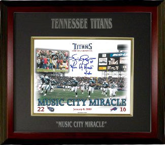 Music City Miracle signed Tennessee Titans 11X14 Photo w/ Kevin Dyson signature Custom Laser Engraved Framing- JSA
