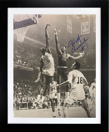 Wilt Chamberlain signed Philadelphia 76ers Vintage B&W 16x20 Photo #13 Custom Framing- PSA Authentication (vs Bill Russell)