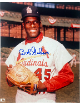 Bob Gibson signed St. Louis Cardinals MLB Licensed 8x10 Photo imperfect- Tuff Stuff COA/Show Ticket