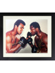 Muhammad Ali & Joe Frazier Dual Signed 16x20 Boxing Photo Custom Framing- Beckett/COA/Pics (Color Face To Face Head Pose)